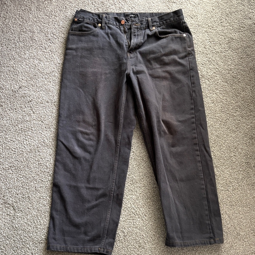 RVCA Men's Baggy Dark Gray Jeans 90’s style 34 x 30